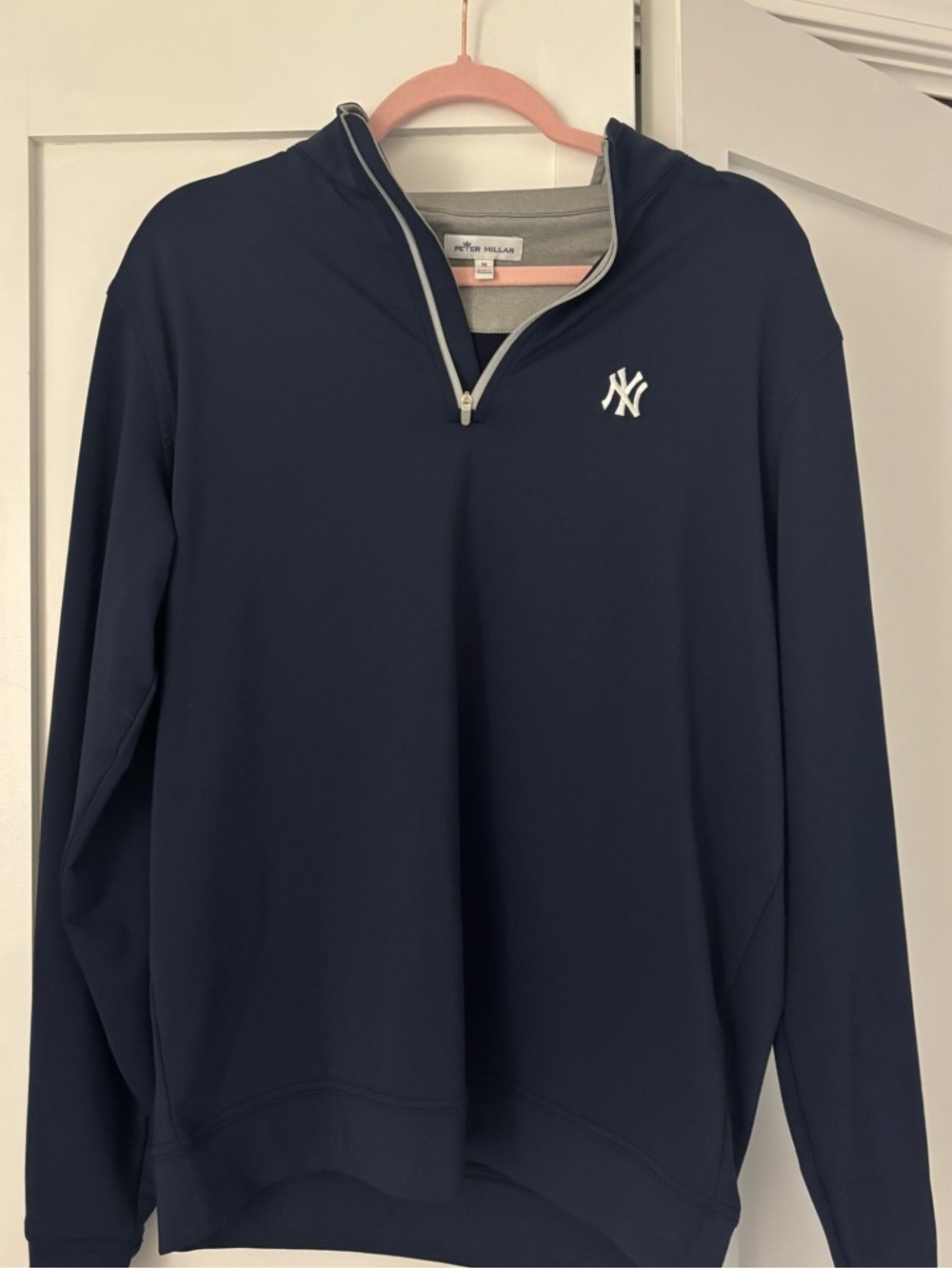 Peter Millar Navy and White New York Yankees Quarter-Zip Sweater